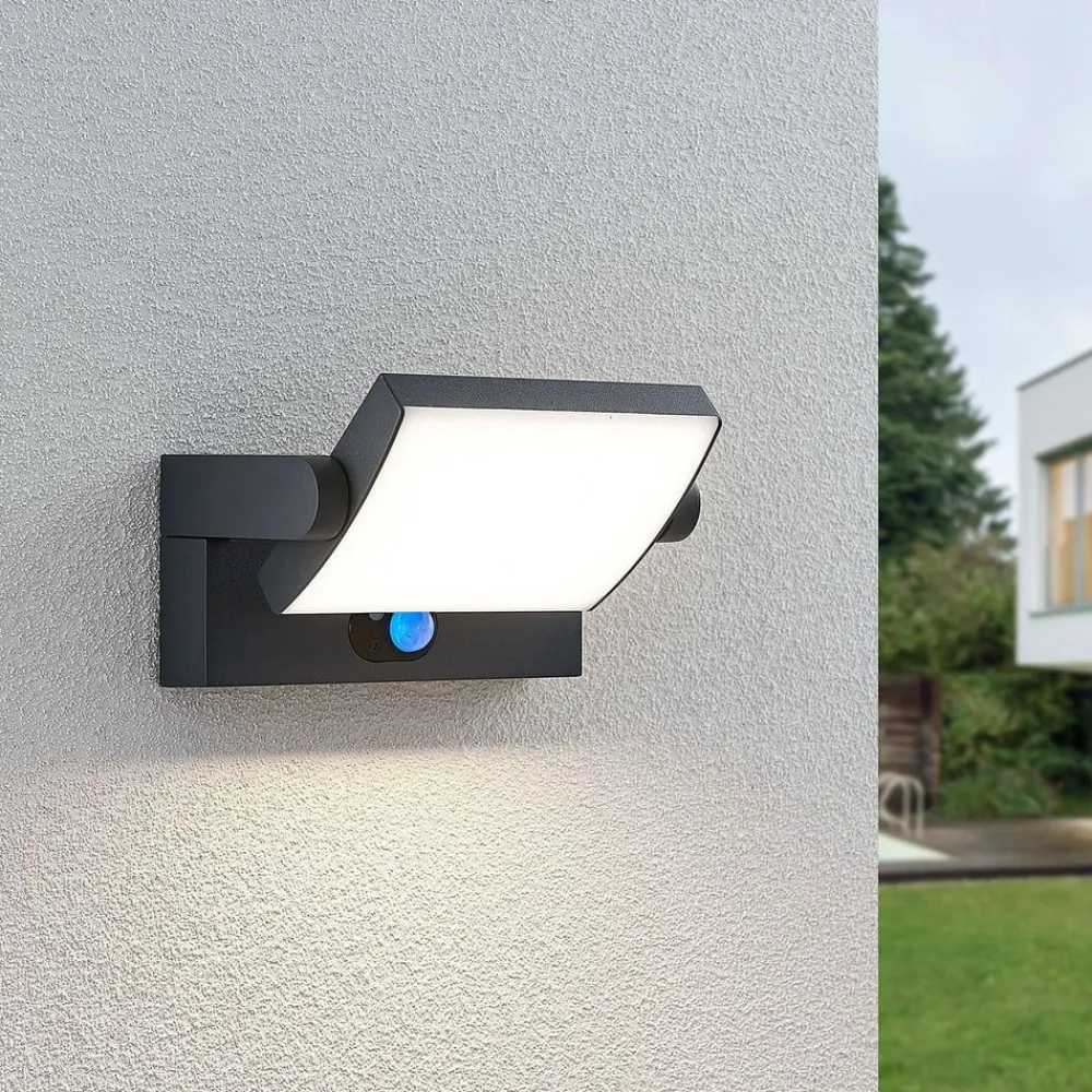 udendørs LED-væglampe Sherin, antracit, sensor^Lindby New