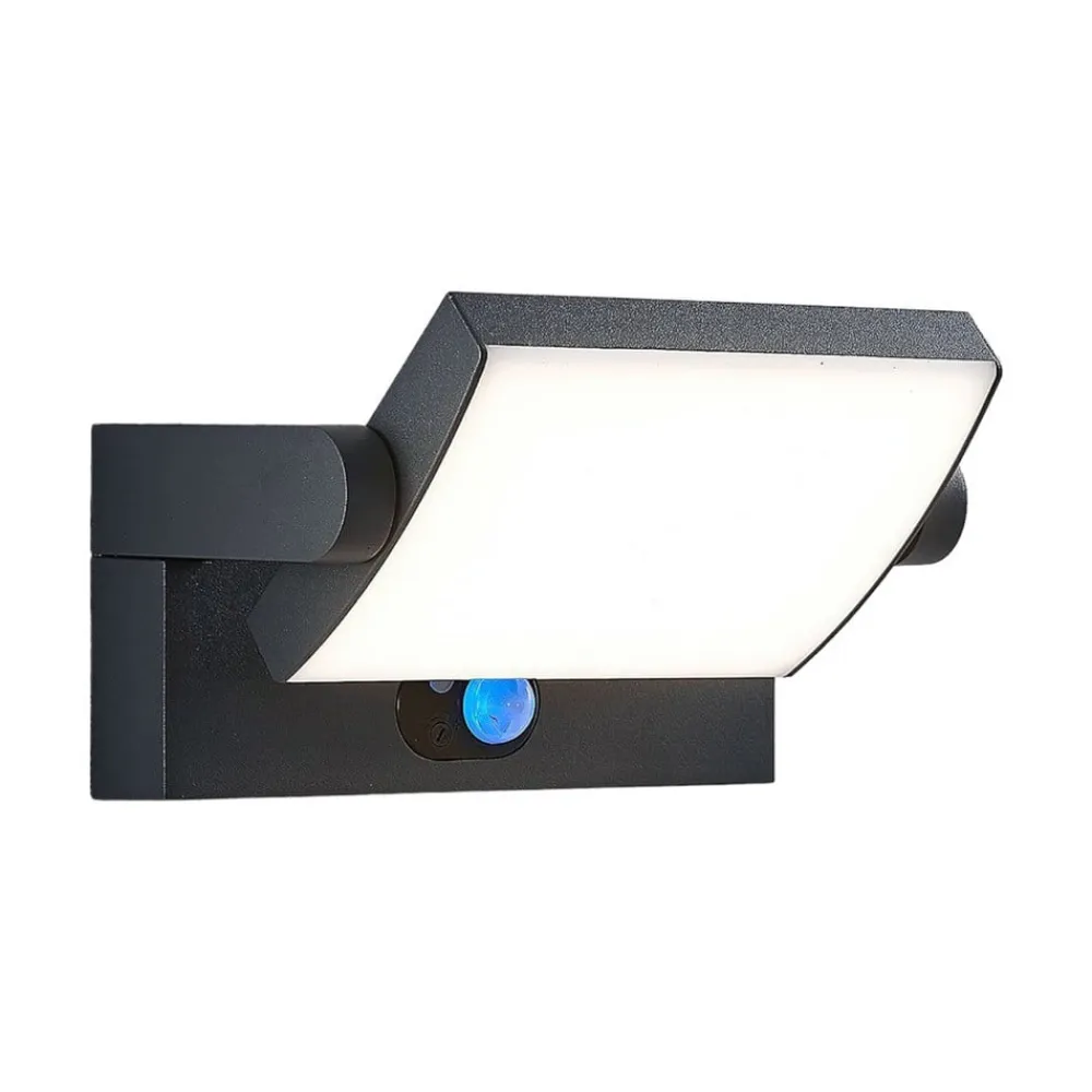 udendørs LED-væglampe Sherin, antracit, sensor^Lindby New