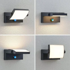 udendørs LED-væglampe Sherin, antracit, sensor^Lindby New