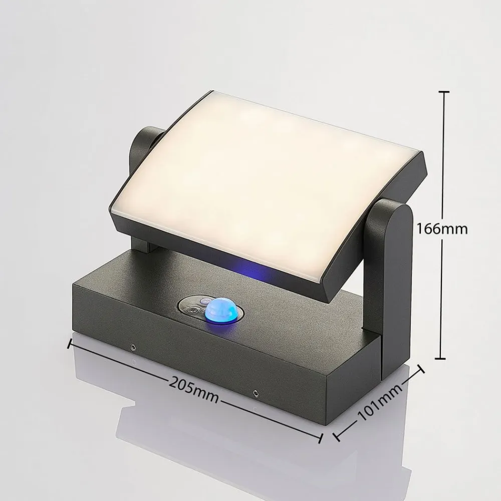udendørs LED-væglampe Sherin, antracit, sensor^Lindby New