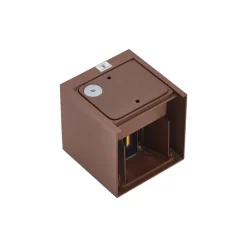 Lindby udendørs LED-væglampe Nivar, kantet, rust, metal, IP54