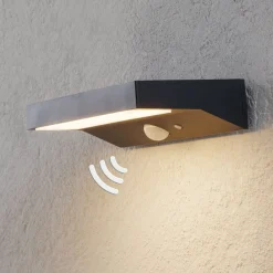 Lindby udendørs LED-væglampe til udendørs vægmontering Maresia, sensor, antracit