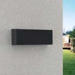 Lindby udendørs LED-væglampe Jarte, 24 cm, ned, grå, IP65