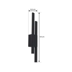 Lindby udendørs LED-væglampe Sakari, sort, aluminium, højde 59 cm