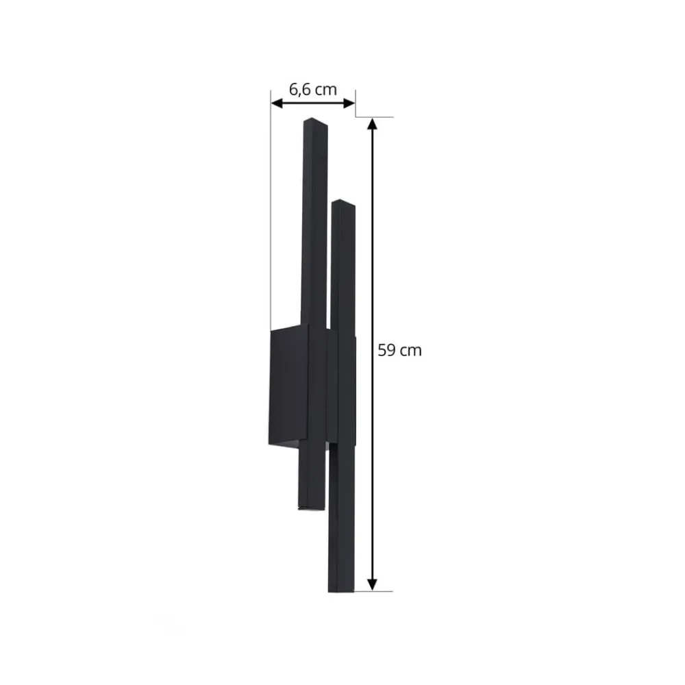 Lindby udendørs LED-væglampe Sakari, sort, aluminium, højde 59 cm