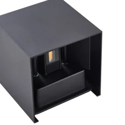 Lindby udendørs LED-væglampe Nivar, kantet, sort, IP54