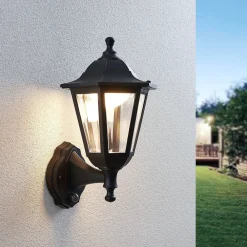 Lindby Væglampe Med Sensor|Terrassebelysning>udendørs LED-væglampe Iavo, sensor, sort, lygte