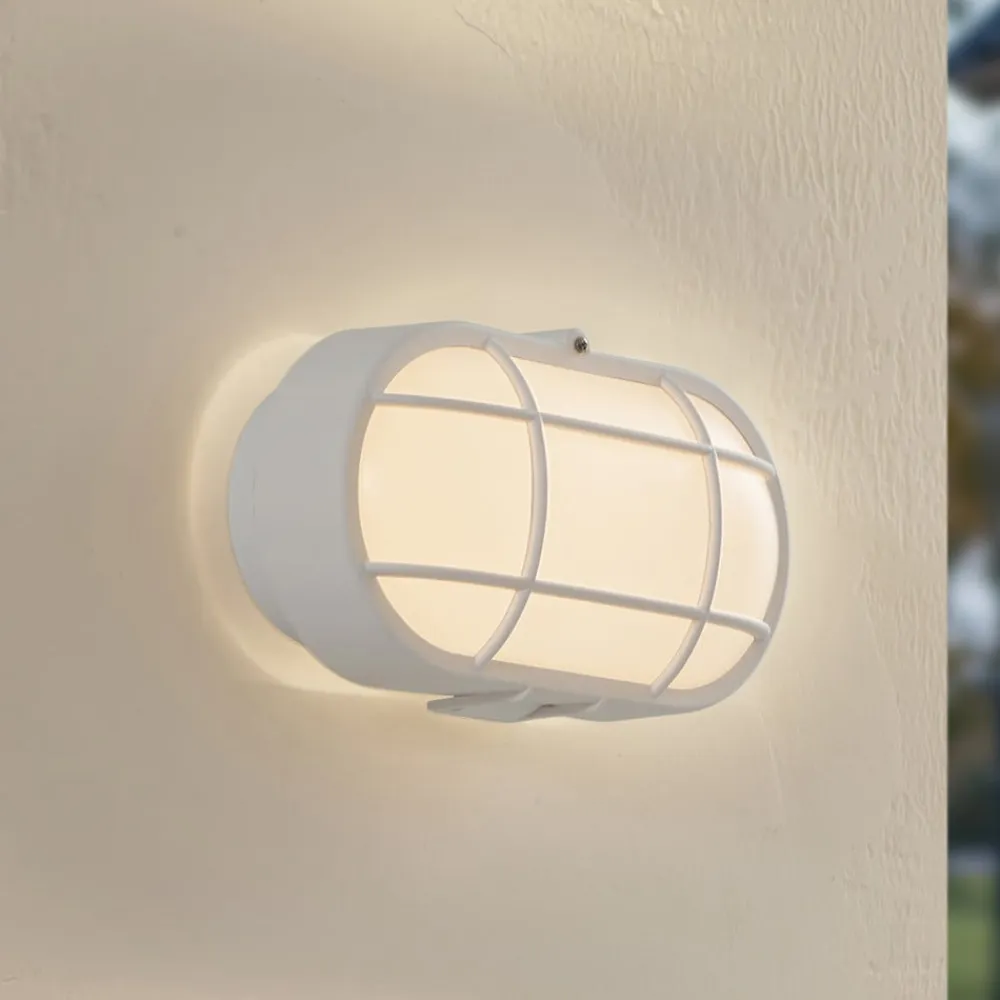 Lindby udendørs LED-væglampe Alisha, hvid, plast, IP54
