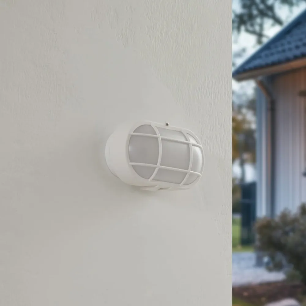 Lindby udendørs LED-væglampe Alisha, hvid, plast, IP54
