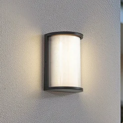 udendørs LED-væglampe Calvik, sort, riflet, IP44^Lindby New