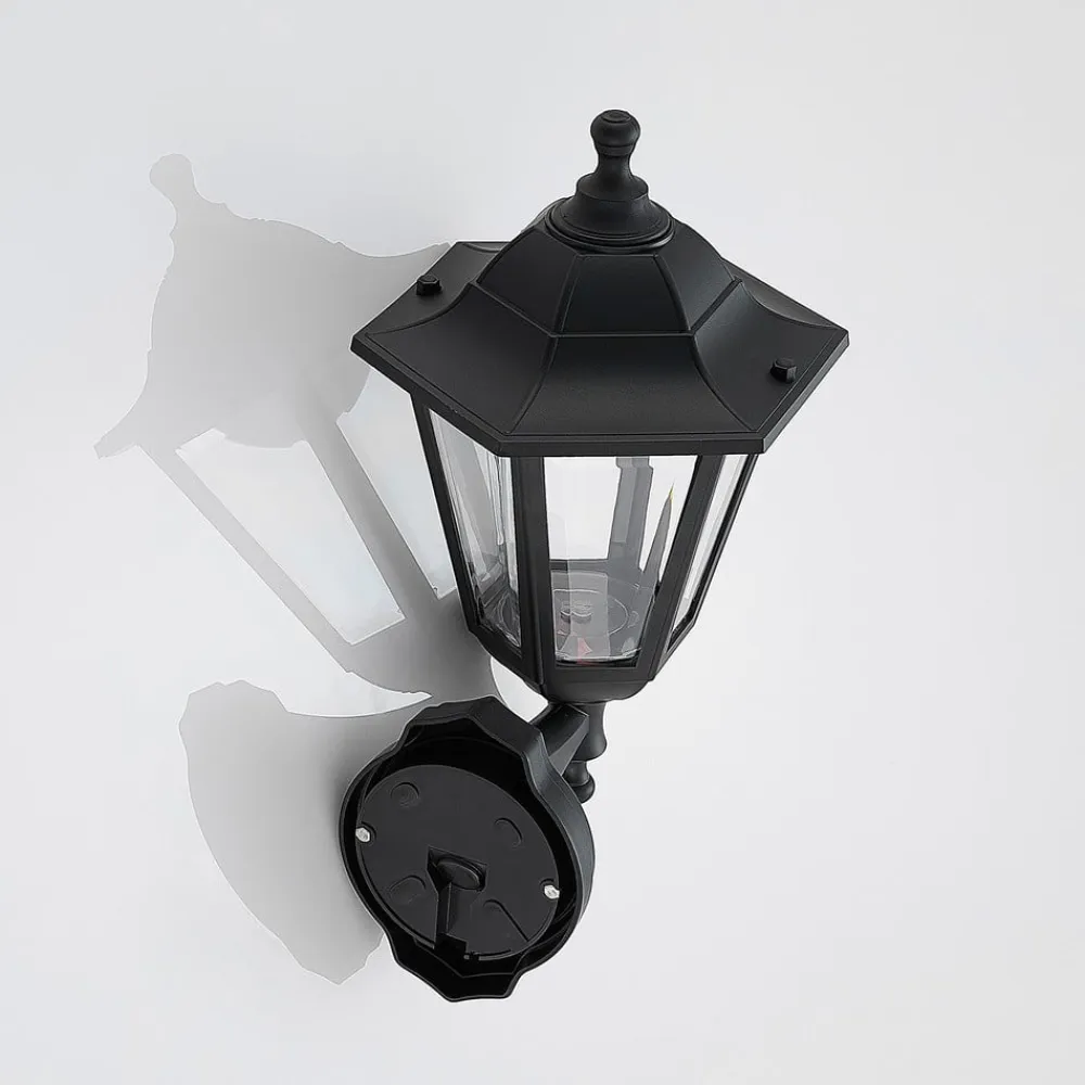 Lindby Terrassebelysning|Væglamper>udendørs LED-væglampe Iavo, sort, lygte, 38 cm