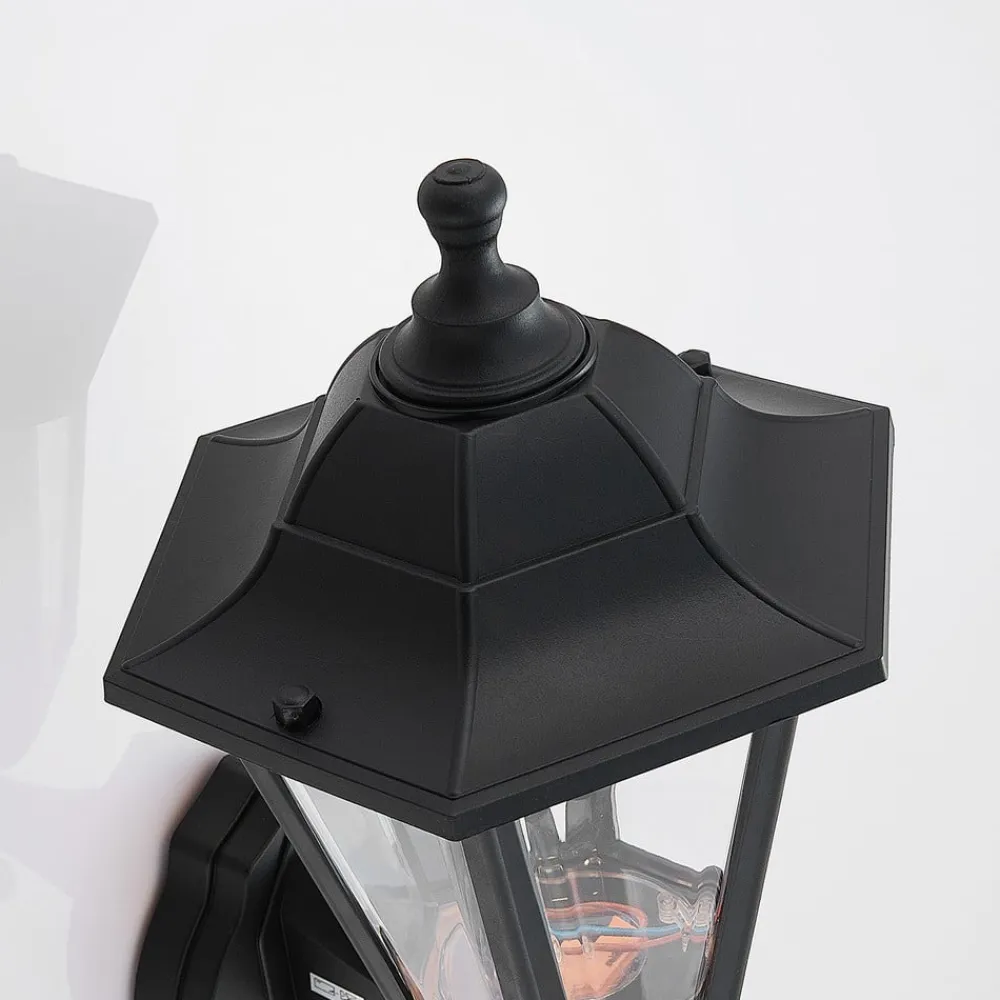 Lindby Terrassebelysning|Væglamper>udendørs LED-væglampe Iavo, sort, lygte, 38 cm
