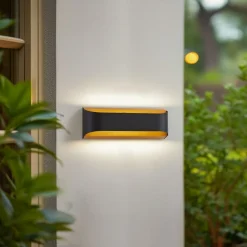 udendørs LED-væglampe Lenore, sort, metal, 36,5 cm^Lindby Clearance