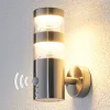 Lindby Væglampe Med Sensor|Terrassebelysning>udendørs LED-væglampe Lanea, 22 cm, stål, sensor