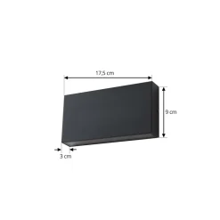 udendørs LED-væglampe Jarte, sort, metal, 17 cm, IP54^Lindby Best