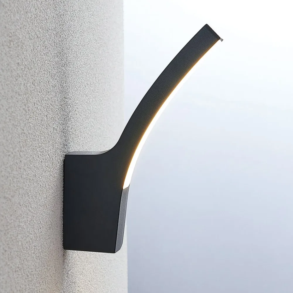 Lindby udendørs LED-væglampe Ilvita, antracit, metal, IP54
