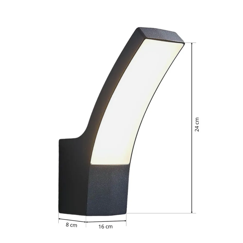 Lindby udendørs LED-væglampe Ilvita, antracit, metal, IP54
