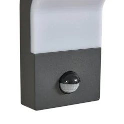 Lindby udendørs LED-væglampe Korvik, 26 cm, antracit, sensor