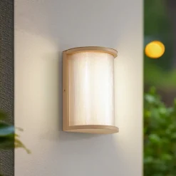 udendørs LED-væglampe Calvik, beige, riflet, IP44^Lindby Clearance