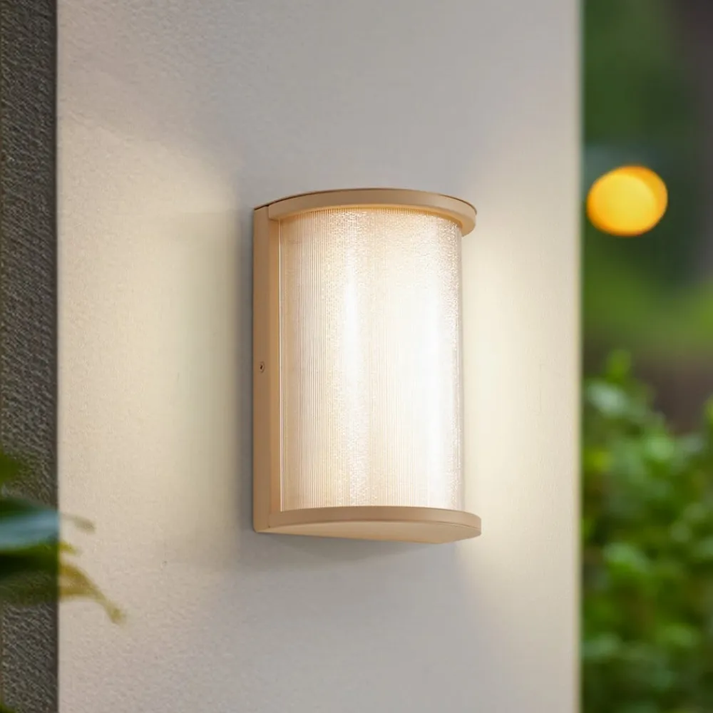 udendørs LED-væglampe Calvik, beige, riflet, IP44^Lindby Clearance