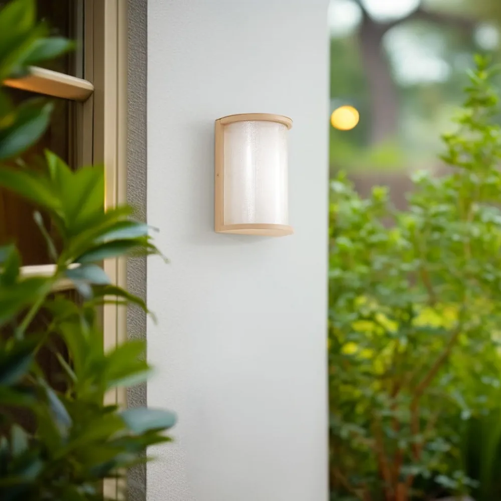 udendørs LED-væglampe Calvik, beige, riflet, IP44^Lindby Clearance