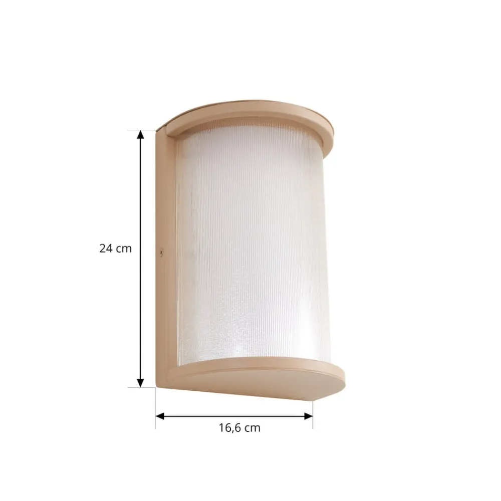 udendørs LED-væglampe Calvik, beige, riflet, IP44^Lindby Clearance