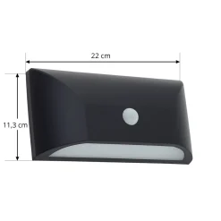 Lindby udendørs LED-væglampe Siana, sort, pc, sensor