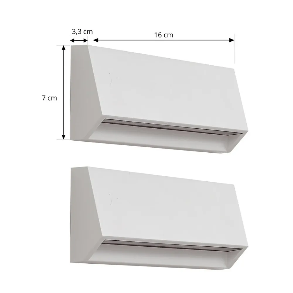 udendørs LED-væglampe Appeso, længde 22 cm, sæt med 2 stk^Lindby Discount