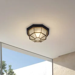 Lindby Udendørs Loftlamper>udendørs loftlampe Idril, antracit, metal, Ø 26,5 cm