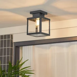 Lindby Terrassebelysning|Udendørs Loftlamper>udendørs loftlampe Mandus, sort, stål, 22 cm