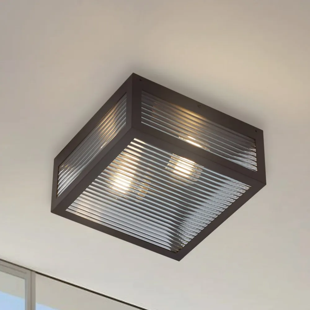 Lindby Udendørs Loftlamper>udendørs loftlampe Bolgar, sort, metal, glas