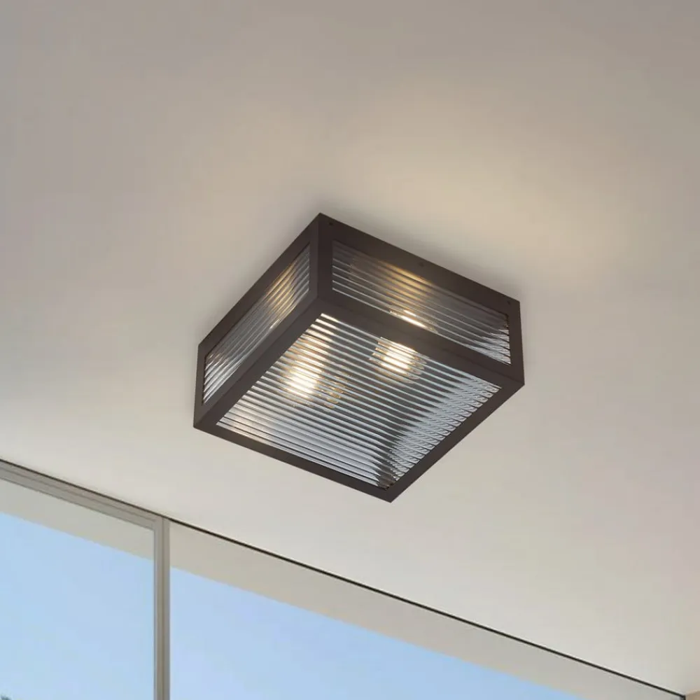 Lindby Udendørs Loftlamper>udendørs loftlampe Bolgar, sort, metal, glas