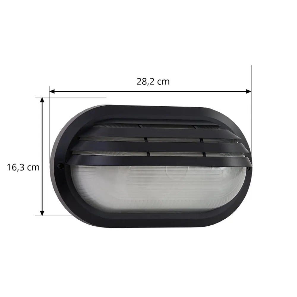 Lindby udendørs væglampe Adita, sort, ABS, højde 16,3 cm