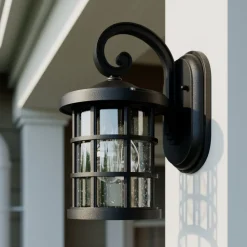 Lindby udendørs væglampe Ankea, sort, højde 28 cm, IP23, E27