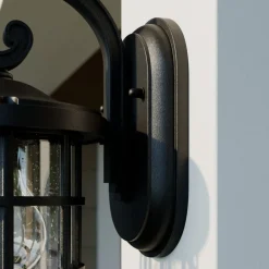 Lindby udendørs væglampe Ankea, sort, højde 28 cm, IP23, E27