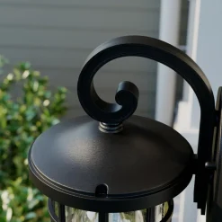 Lindby udendørs væglampe Ankea, sort, højde 28 cm, IP23, E27