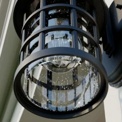 Lindby udendørs væglampe Ankea, sort, højde 28 cm, IP23, E27