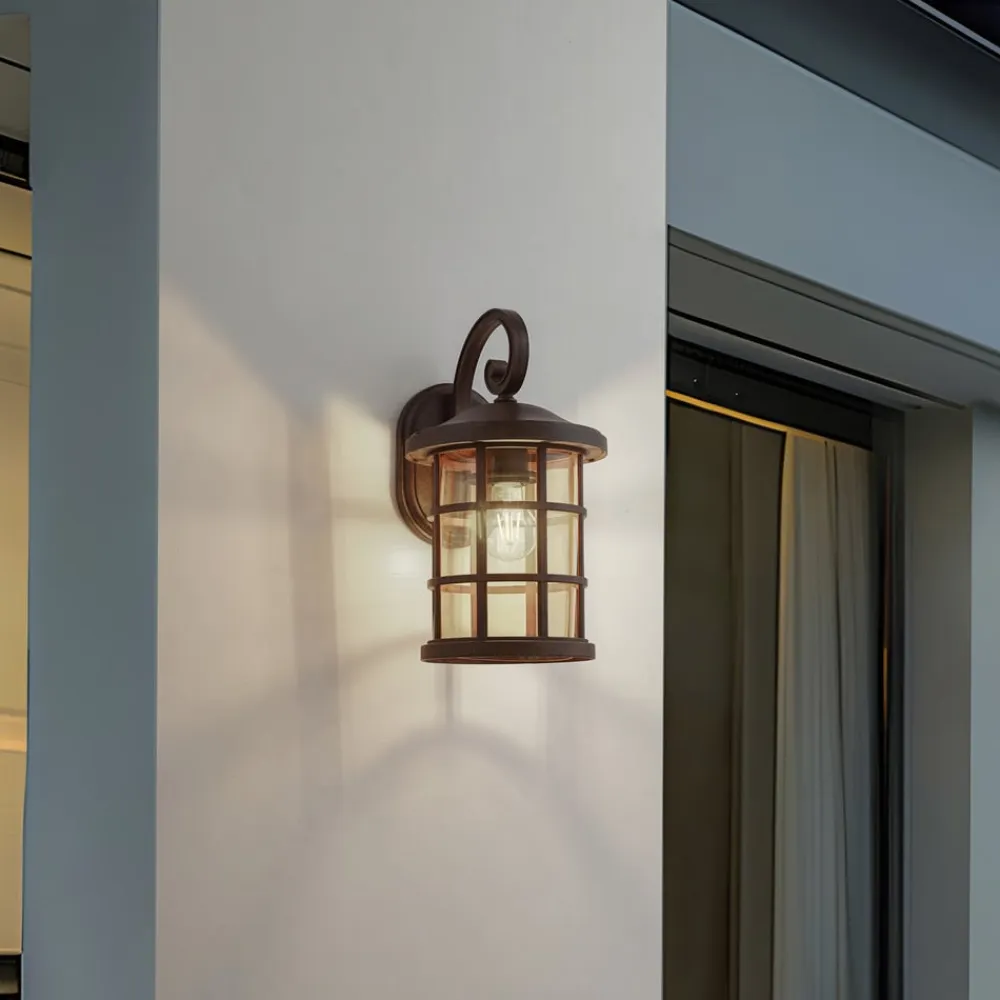 Lindby Terrassebelysning|Væglamper>udendørs væglampe Ankea, rust/amber, 37 cm, IP23, E27