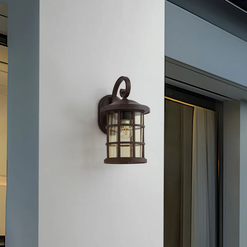 Lindby Terrassebelysning|Væglamper>udendørs væglampe Ankea, rust/amber, 37 cm, IP23, E27