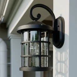 udendørs væglampe Ankea, sort, højde 37 cm, IP23, E27^Lindby Discount