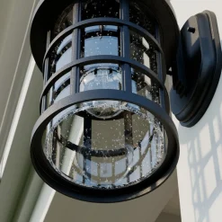 udendørs væglampe Ankea, sort, højde 37 cm, IP23, E27^Lindby Discount