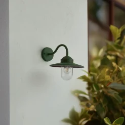 udendørs væglampe Bilma, grøn, glas, 29 cm høj^Lindby New