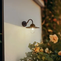 Lindby Terrassebelysning|Væglamper>udendørs væglampe Bilma, rustfarvet, glas, 29 cm