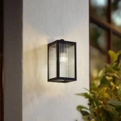 Lindby Terrassebelysning|Væglamper>udendørs væglampe Bolgar, sort, metal, glas, 15 cm