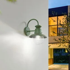 Lindby Terrassebelysning|Væglamper>udendørs væglampe Celinor, grøn, stål, Ø 15 cm