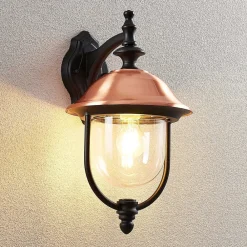 Lindby udendørs væglampe Clint, kobber, nedadrettet, IP44