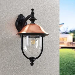 Lindby udendørs væglampe Clint, kobber, nedadrettet, IP44