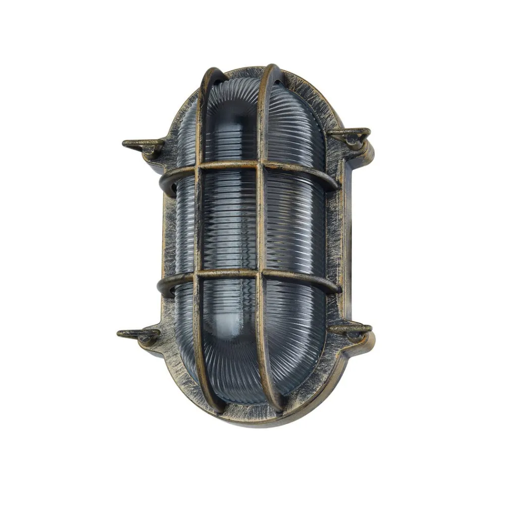 Lindby udendørs væglampe Daaje, guldfarvet, 16 cm, aluminium