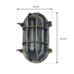 Lindby udendørs væglampe Daaje, guldfarvet, 16 cm, aluminium