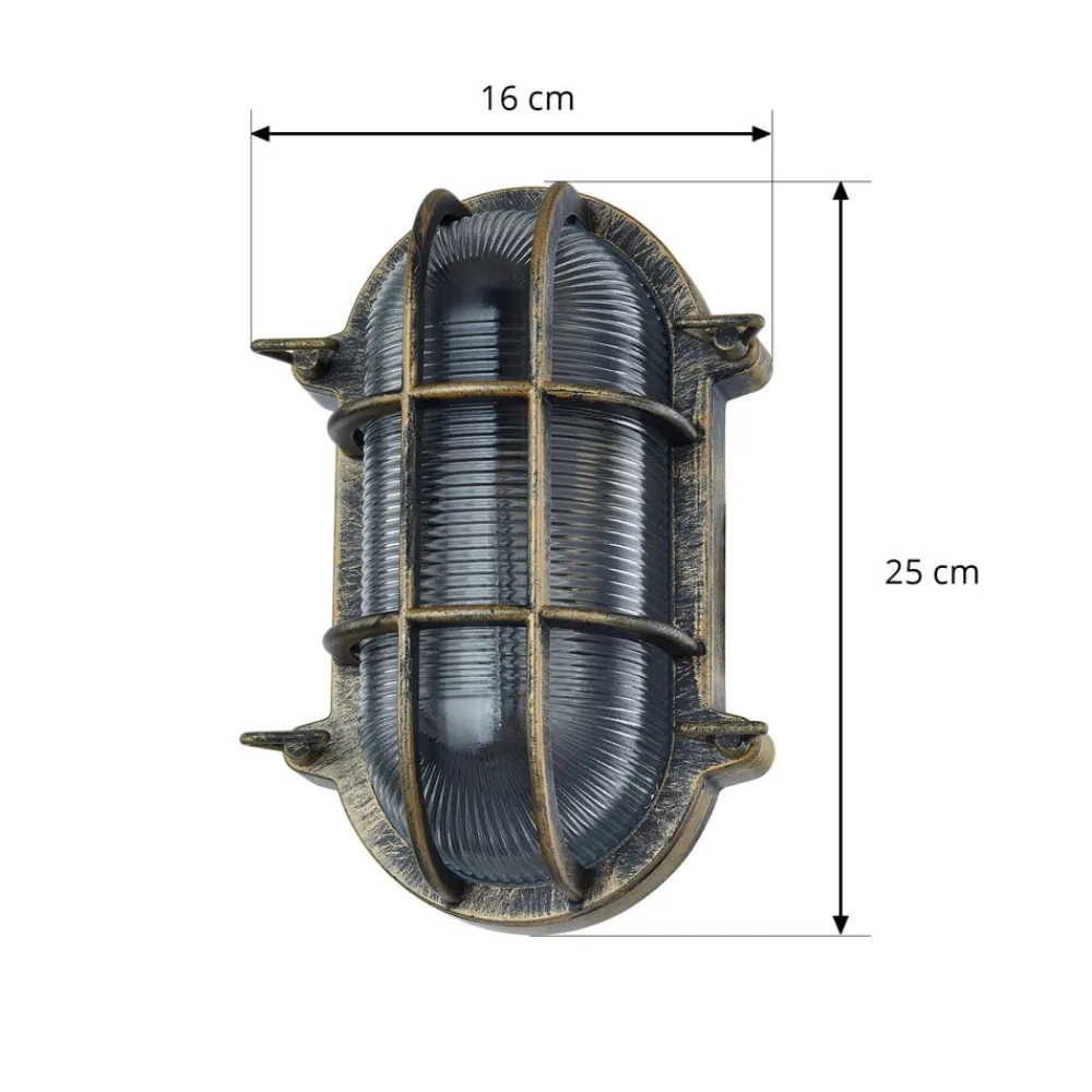 Lindby udendørs væglampe Daaje, guldfarvet, 16 cm, aluminium
